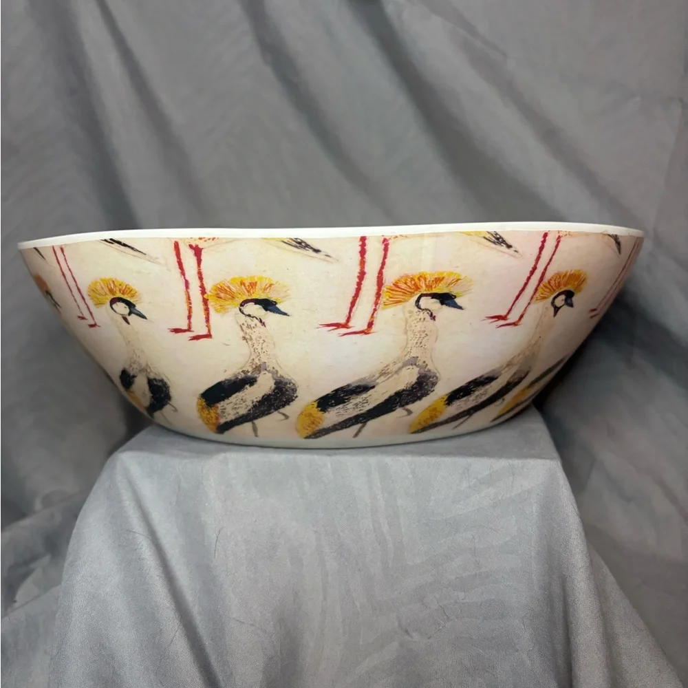 Crate&Barrel Keko Melamine Flamingo Pattern Serving Bowl